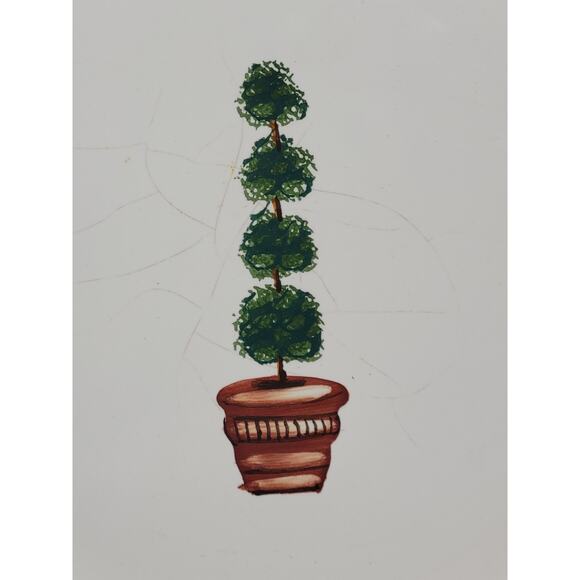 Vintage Alabaster Giardino Deruta Italy Charger Service Plate Topiary, Crazing - Picture 2 of 5